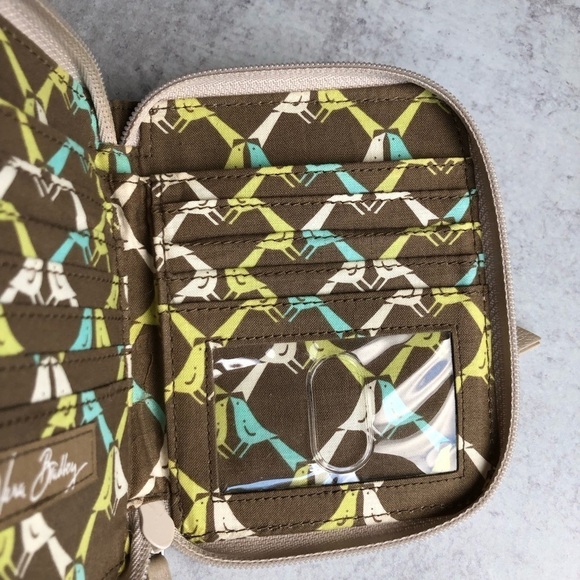 Vera Bradley Zip Wallet Birdie Linen Leather Trim - Picture 4 of 8